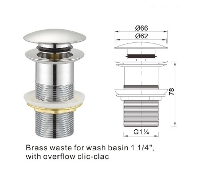 Picture of Pop up Waste Mushroom Cap Basin Drain