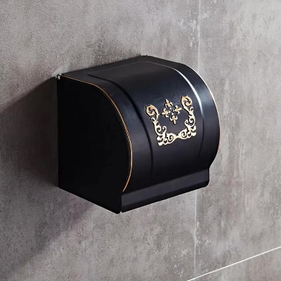 Picture of Toilet Paper Holder Paper Holders Antique Brass/ Waterproof Closed Cover Bathroom Accessories/ Wall mounted Tissue Holder [Black]