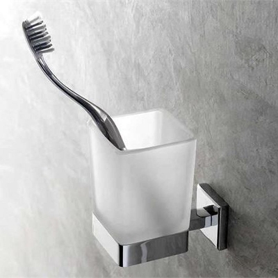 Picture of Toothbrush Holder Home Glass Cup SQAURE/ ROUND Shape Stainless Steel Toilet Wall Mounted Bathroom Organizer