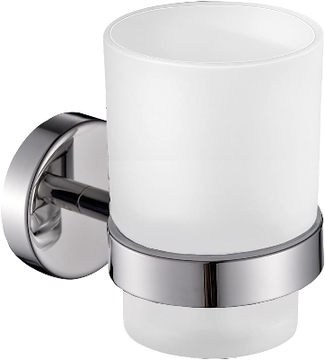 Picture of Toothbrush Holder Home Glass Cup SQAURE/ ROUND Shape Stainless Steel Toilet Wall Mounted Bathroom Organizer