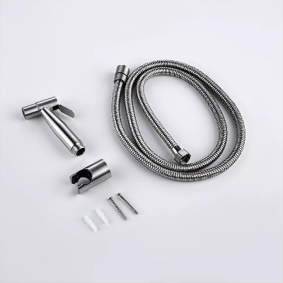 Picture of 48 Inch Stainless Steel Handheld Shattaf Shower Head for Bathroom Cloth Diaper Kitchen and Toilet Cleaning  ‍[48 inch; Silver; Round]