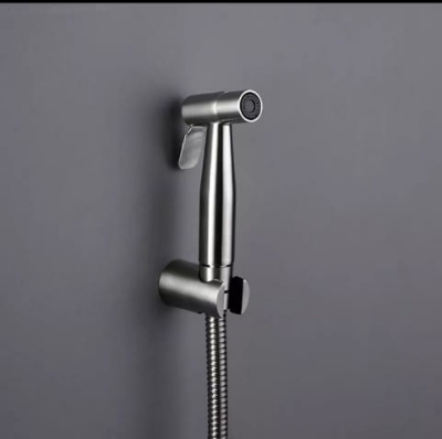 Picture of 48 Inch Stainless Steel Handheld Shattaf Shower Head for Bathroom Cloth Diaper Kitchen and Toilet Cleaning  ‍[48 inch; Silver; Round]