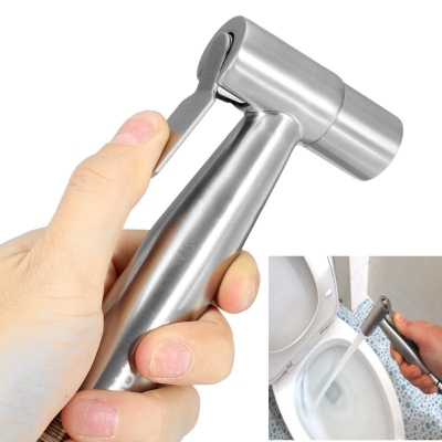 Picture of 48 Inch Stainless Steel Handheld Shattaf Shower Head for Bathroom Cloth Diaper Kitchen and Toilet Cleaning  ‍[48 inch; Silver; Round]