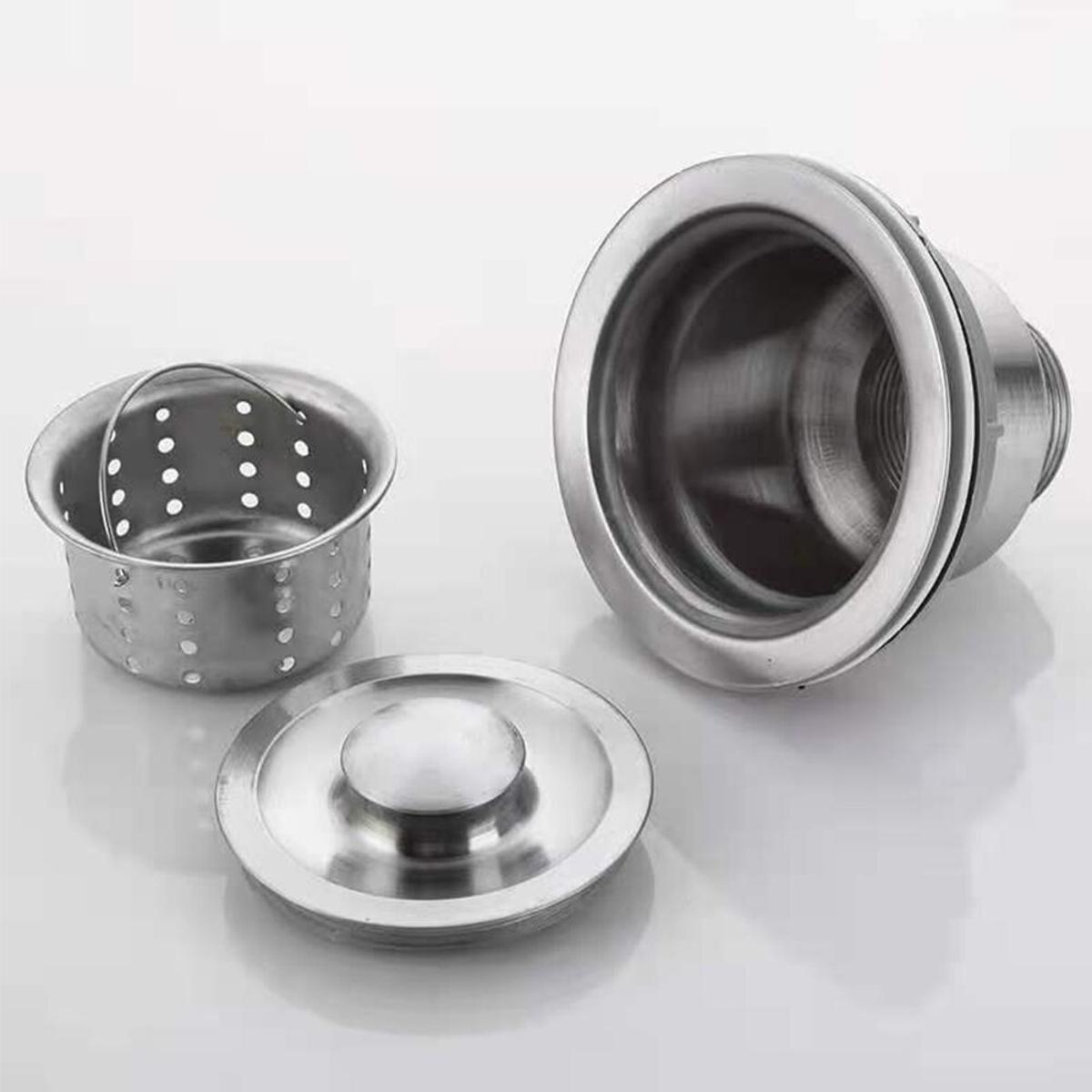 Picture of Kitchen Sink Drain Strainer Assembly Stainless Steel With Removable Deep Waste Basket And Sealing Lid Kitchen Accessory