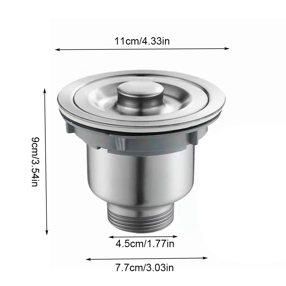 Picture of Kitchen Sink Drain Strainer Assembly Stainless Steel With Removable Deep Waste Basket And Sealing Lid Kitchen Accessory