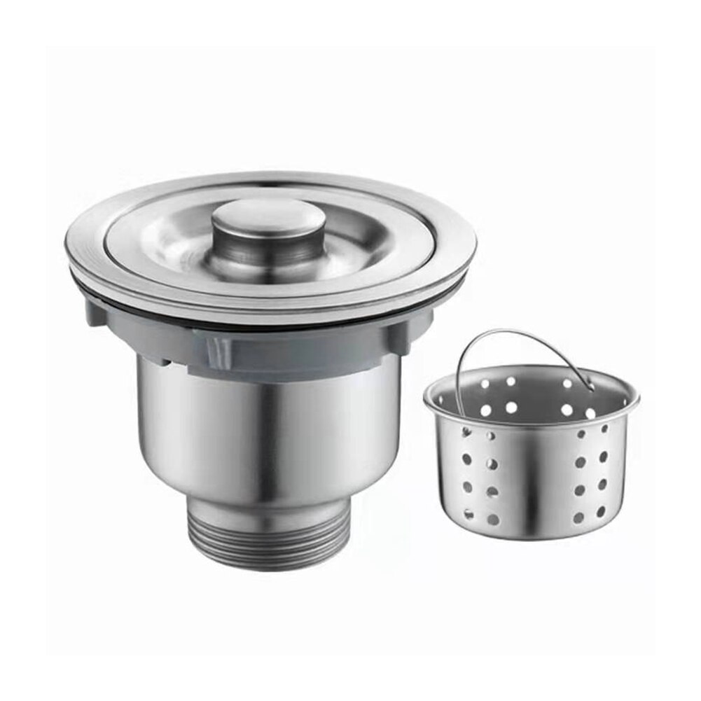 Picture of Kitchen Sink Drain Strainer Assembly Stainless Steel With Removable Deep Waste Basket And Sealing Lid Kitchen Accessory