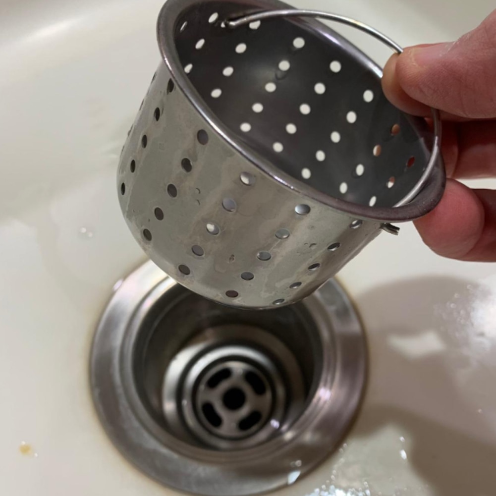 Picture of Kitchen Sink Drain Strainer Assembly Stainless Steel With Removable Deep Waste Basket And Sealing Lid Kitchen Accessory
