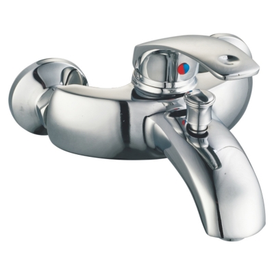 Picture of Chrome Plated Wall Mounted Hot and Cold Dual Spout Water Mixer Tap Faucet for Bathroom