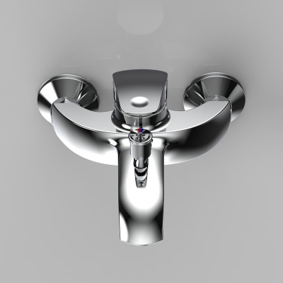 Picture of Chrome Plated Wall Mounted Hot and Cold Dual Spout Water Mixer Tap Faucet for Bathroom