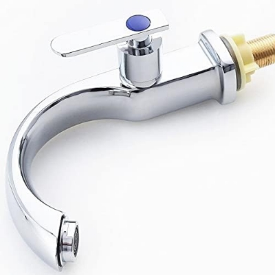 Picture of Bend Pillar Water tap/ Single Handle Bathroom Basin Faucet Spout Kitchen Single Hole Bath Tap Single Cold Water Tap chrome