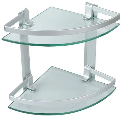 Picture of 2 Layer Glass Corner Shelf for corner storage/ Wall Mount System