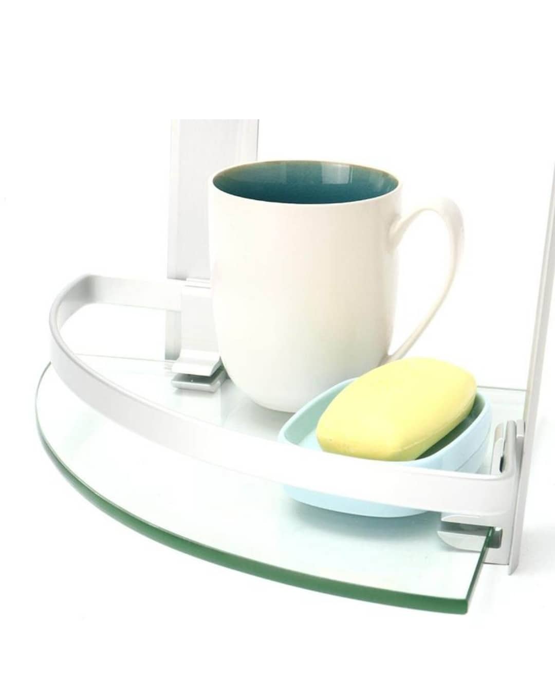 Picture of 2 Layer Glass Corner Shelf for corner storage/ Wall Mount System