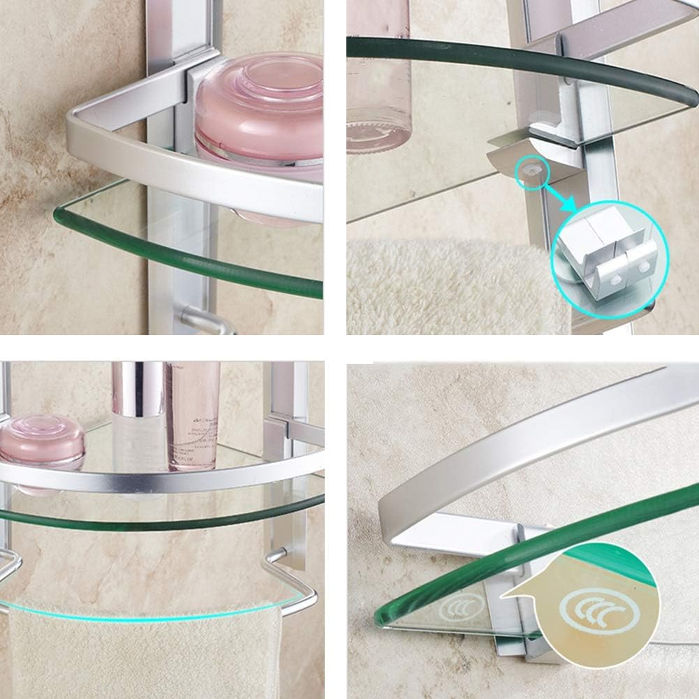 Picture of 2 Layer Glass Corner Shelf for corner storage/ Wall Mount System