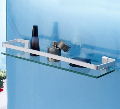 Picture of aluminium frame 2 part set all accessories included in the box screw and royel plugs attaching System Bathroom glass corner shelve 2 Layer