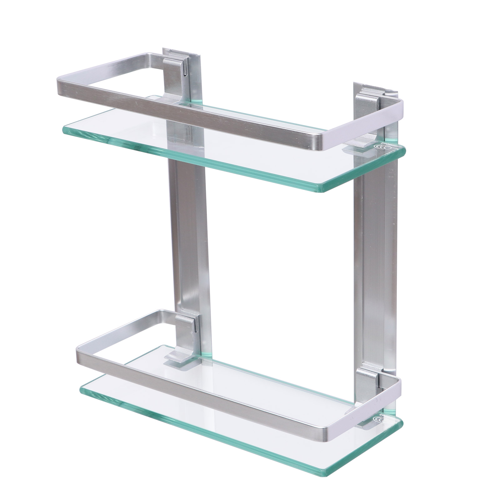 Picture of Tempered Glass Shelf Double-Layer Glass Bathroom Rack Wall Mounted Bracket Glass Bathroom Shower Organizer Shampoo Holder for Bathroom Home Kitchen