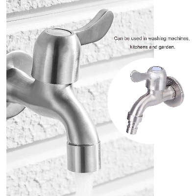 Picture of Wall Mount Washing Machine Faucet Stainless Steel Laundry Bathroom Bibcock Garden Faucet Washing Machine Tap Balcony Water Tap