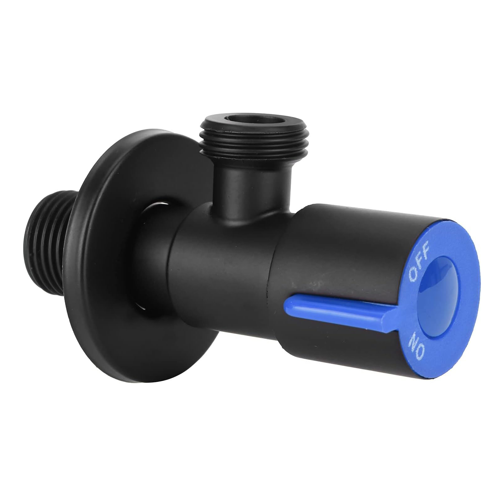 Picture of G1/2 Water Shut Off Valve, Black 304 Stainless Steel Angle Stop Valve Pure Copper Valve Core Hot and Cold Water Angle Valve Stop Valve, for Bathroom Toilet Supplies(Single cold triangle valve)