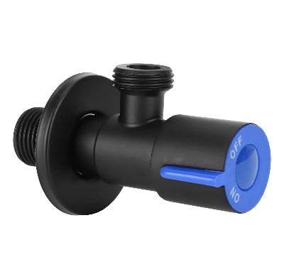 Picture of G1/2 Water Shut Off Valve, Black 304 Stainless Steel Angle Stop Valve Pure Copper Valve Core Hot and Cold Water Angle Valve Stop Valve, for Bathroom Toilet Supplies(Single cold triangle valve)