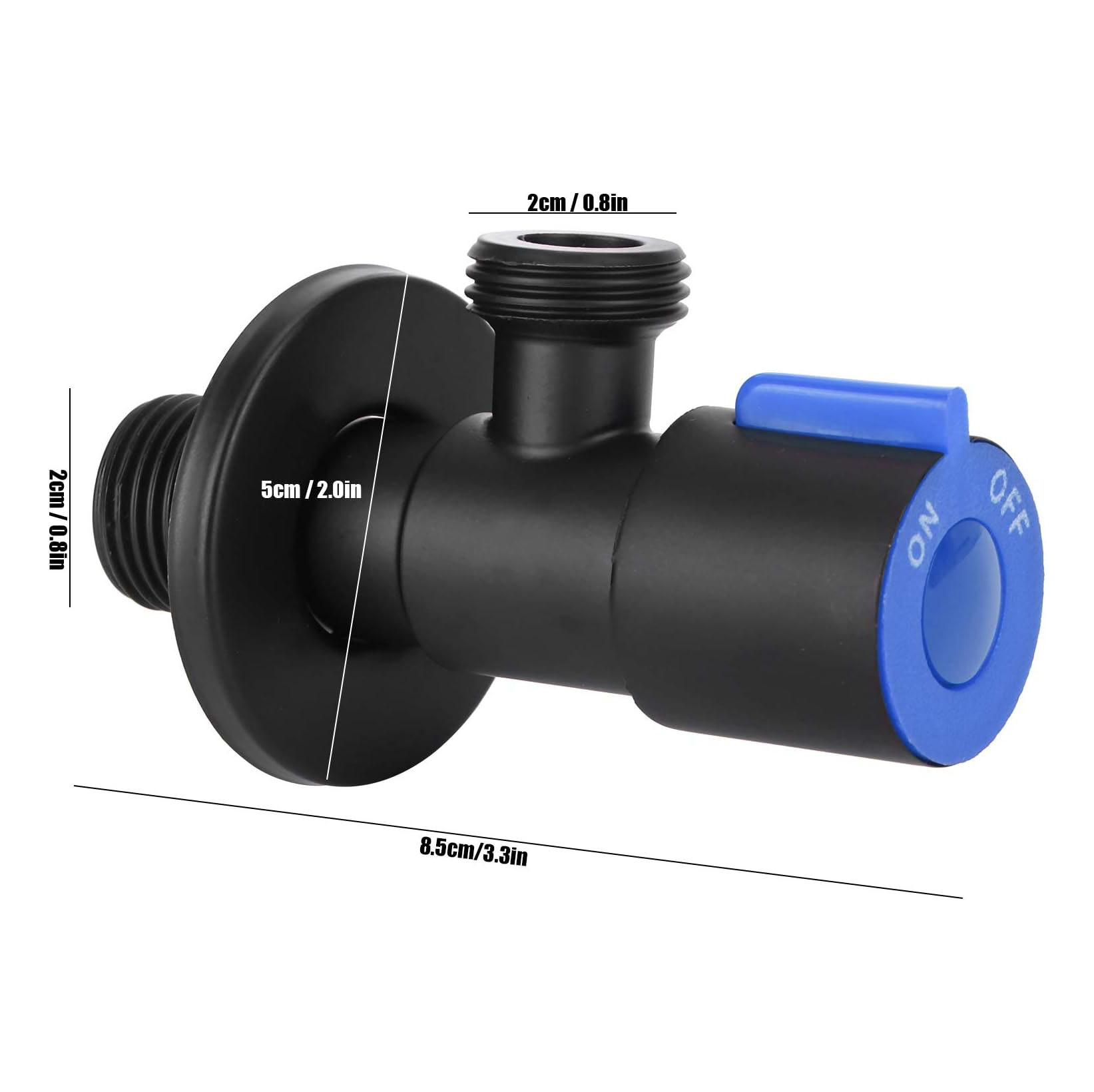 Picture of G1/2 Water Shut Off Valve, Black 304 Stainless Steel Angle Stop Valve Pure Copper Valve Core Hot and Cold Water Angle Valve Stop Valve, for Bathroom Toilet Supplies(Single cold triangle valve)