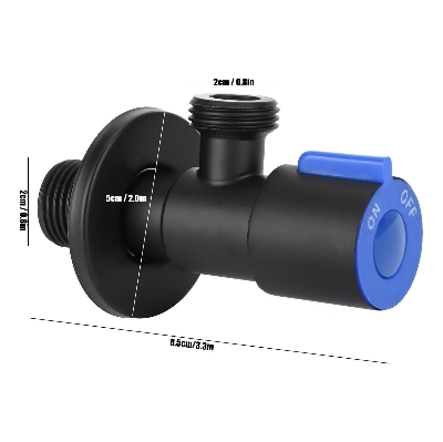 Picture of G1/2 Water Shut Off Valve, Black 304 Stainless Steel Angle Stop Valve Pure Copper Valve Core Hot and Cold Water Angle Valve Stop Valve, for Bathroom Toilet Supplies(Single cold triangle valve)