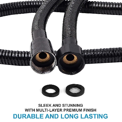 Picture of High Density Stainless Steel Flexible Shower Hose, Health Faucet Tube, Hand Shower Pipe/Tube  (1.2 MTR (Black))