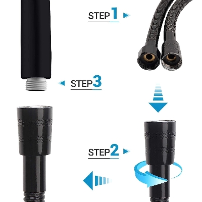 Picture of High Density Stainless Steel Flexible Shower Hose, Health Faucet Tube, Hand Shower Pipe/Tube  (1.2 MTR (Black))