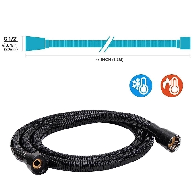Picture of High Density Stainless Steel Flexible Shower Hose, Health Faucet Tube, Hand Shower Pipe/Tube  (1.2 MTR (Black))
