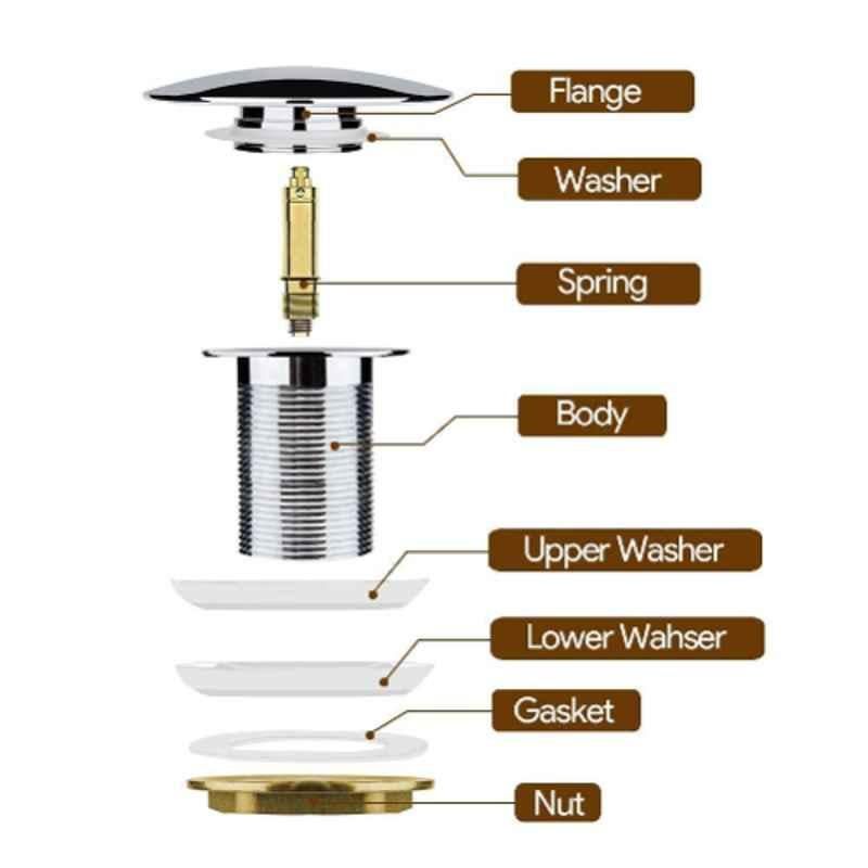 Picture of 6 inch Brass Silver Pop-Up Full Thread Waste Coupling, WC-S6