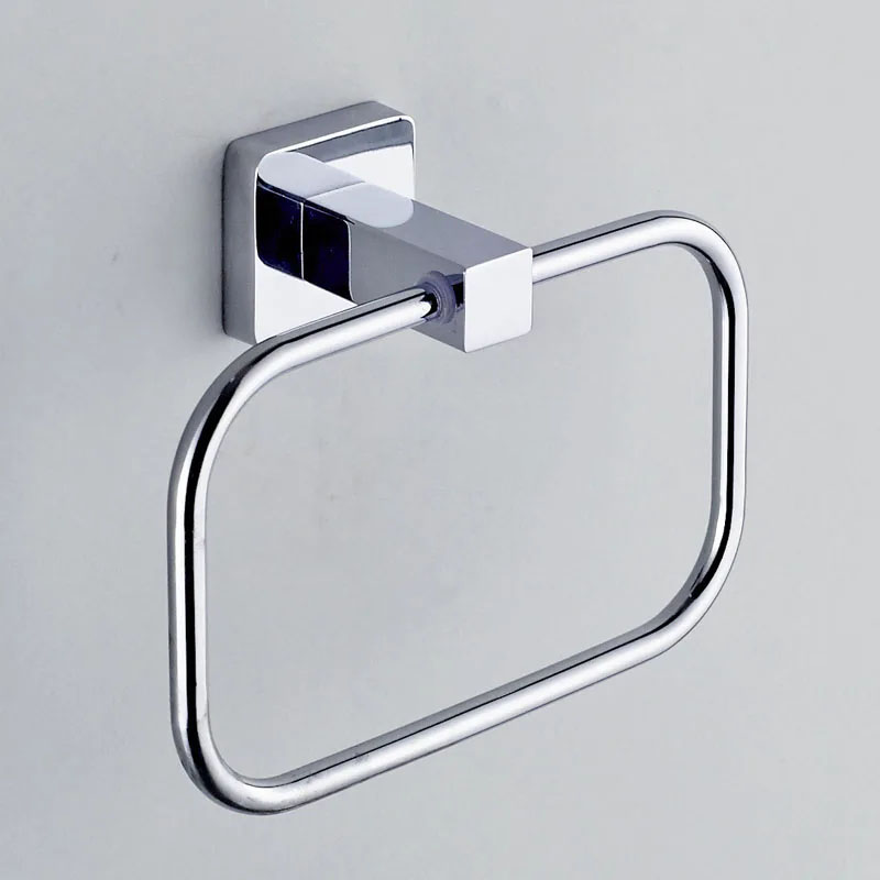 Picture of Stainless Steel Wall-Mounted rectangle shape Towel Ring [Chrome Polished Silver}