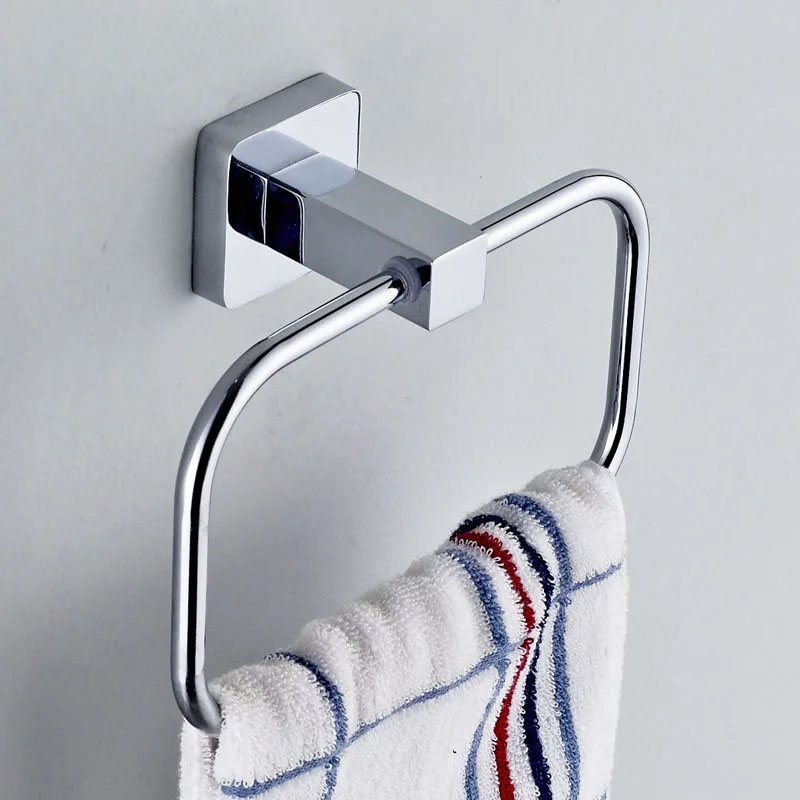 Picture of Stainless Steel Wall-Mounted rectangle shape Towel Ring [Chrome Polished Silver}