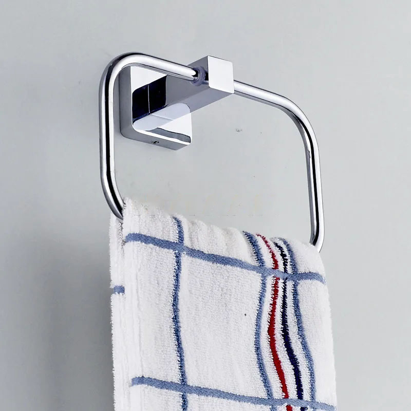 Picture of Stainless Steel Wall-Mounted rectangle shape Towel Ring [Chrome Polished Silver}