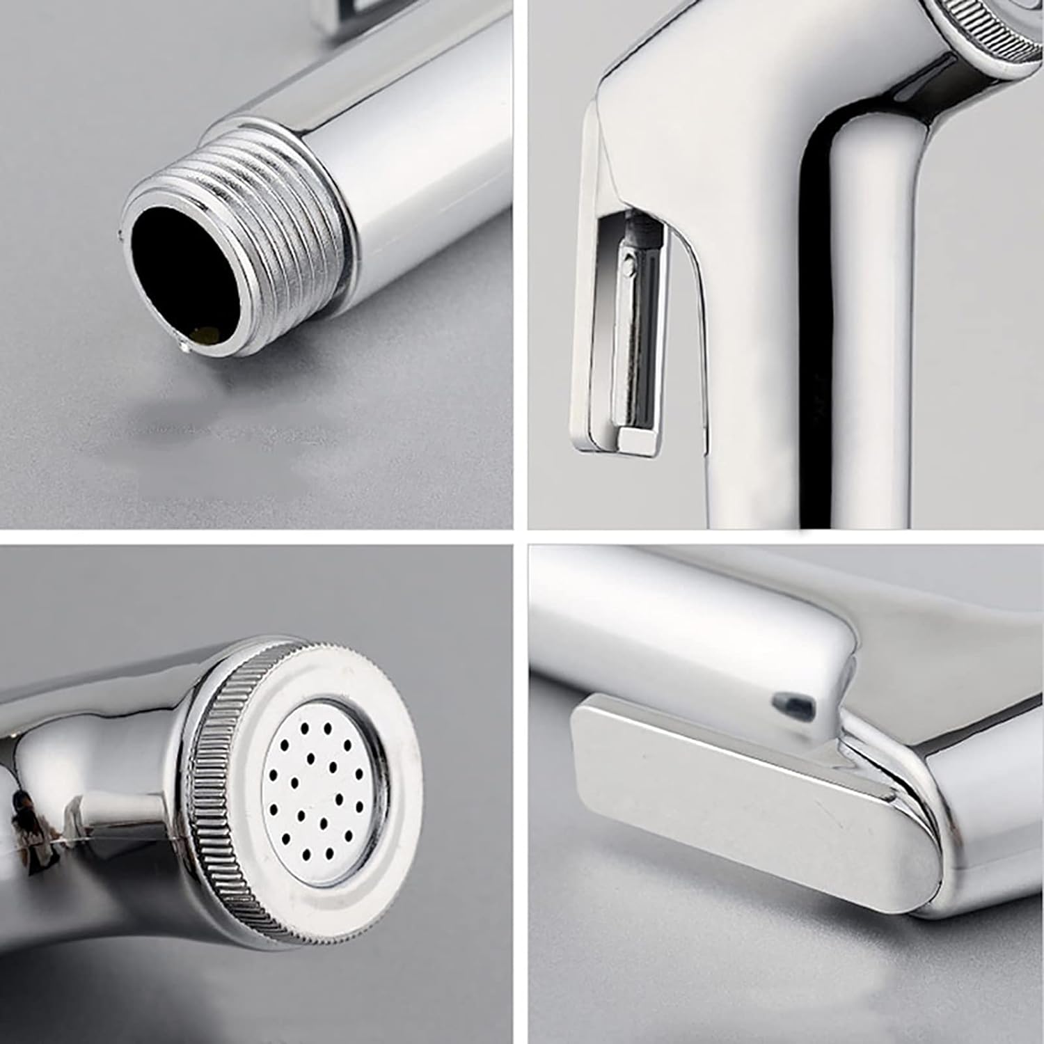 Picture of RAYA ABS Chrome Handheld Toilet Push Shower/ Bidet Sprayer Bathroom Shower Head Adapter Water Spray Hose Kit