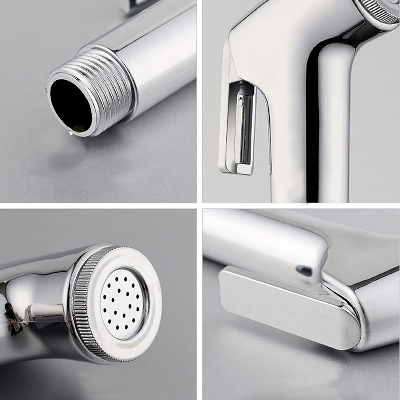 Picture of RAYA ABS Chrome Handheld Toilet Push Shower/ Bidet Sprayer Bathroom Shower Head Adapter Water Spray Hose Kit