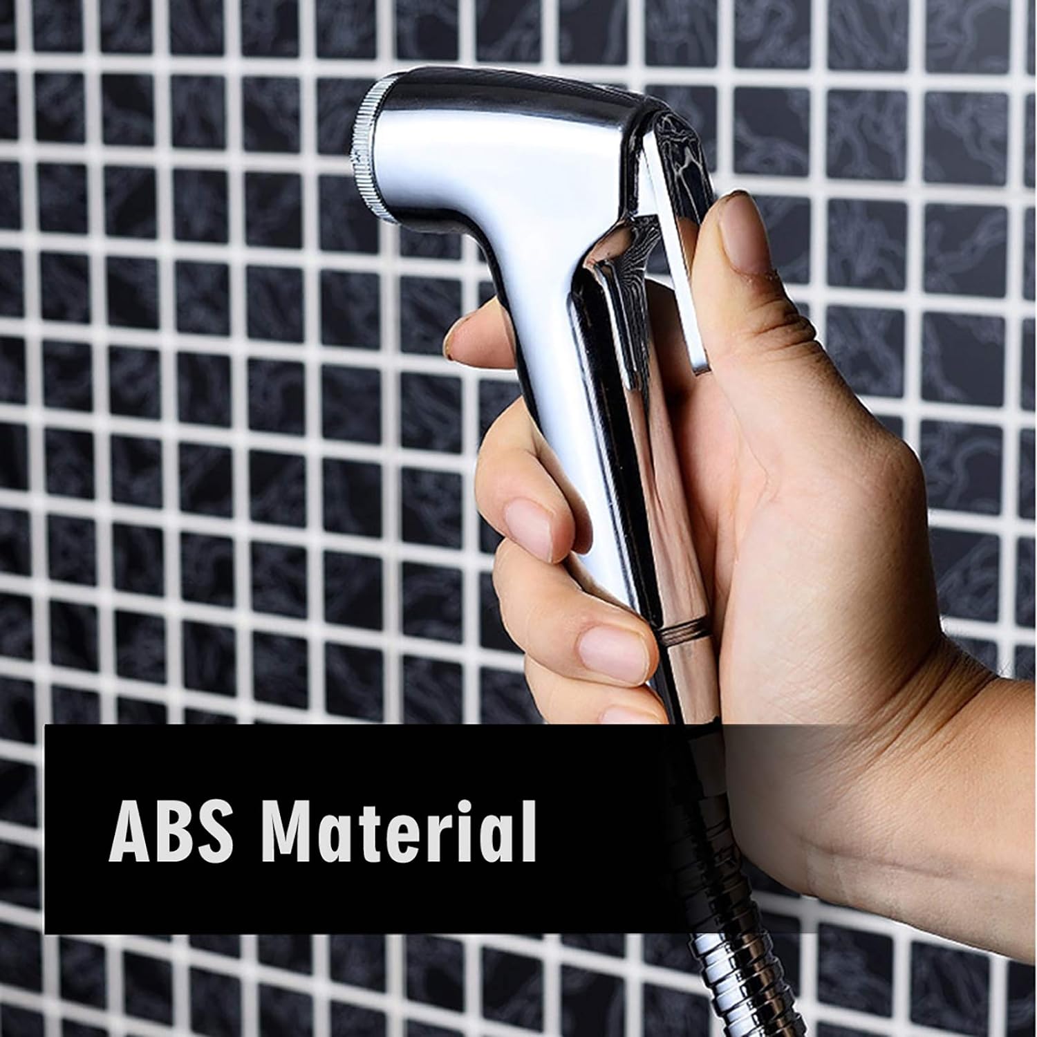 Picture of RAYA ABS Chrome Handheld Toilet Push Shower/ Bidet Sprayer Bathroom Shower Head Adapter Water Spray Hose Kit