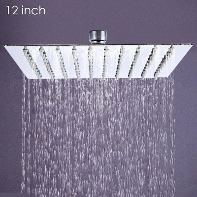 Picture of 12 Inch Square Stainless Steel Rain Shower Head Rainfall Bathroom Sprayer-silver