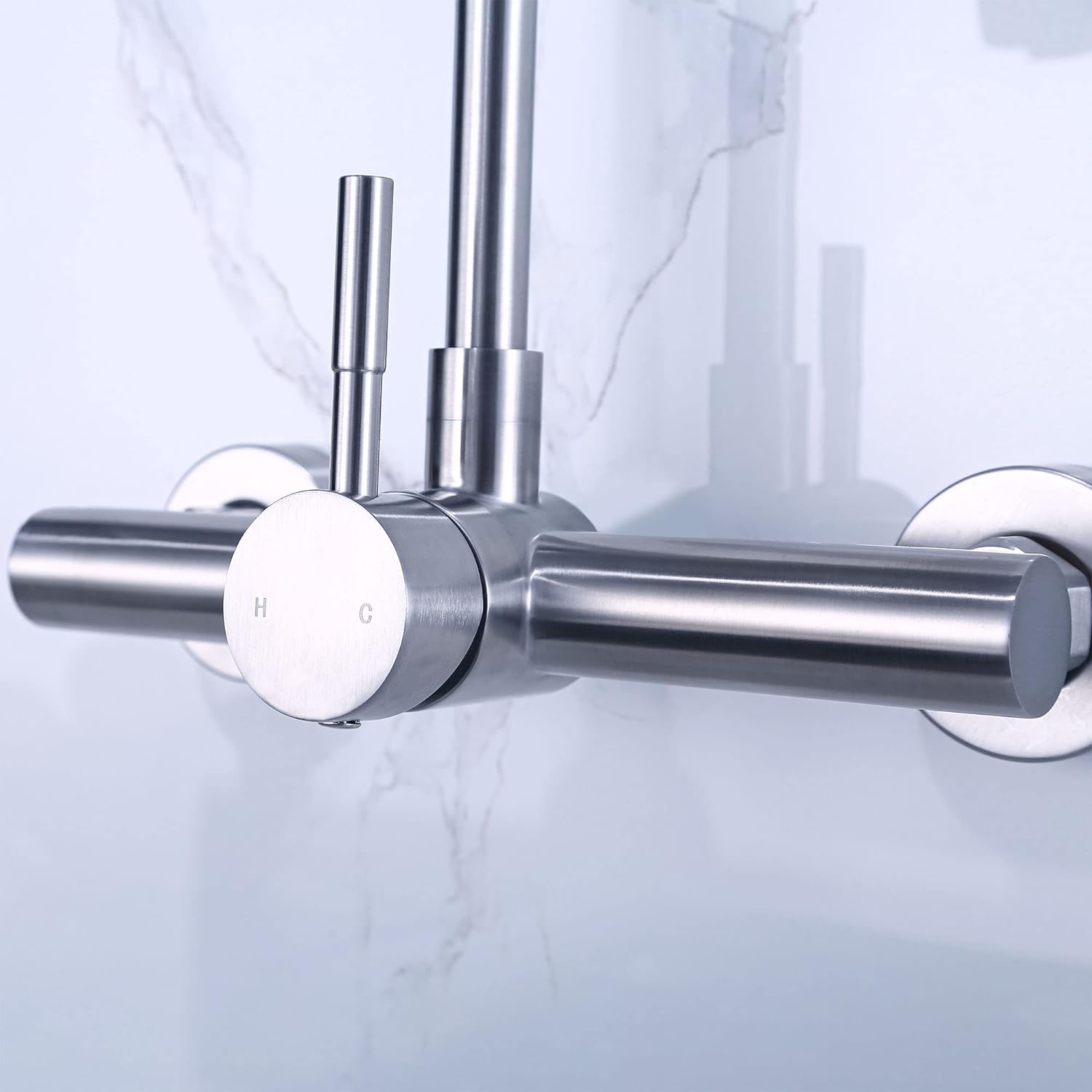 Picture of SUS304 Wall Mounted Mixer 360 Flexible Sink Cock for Kitchen (Stick Lever)