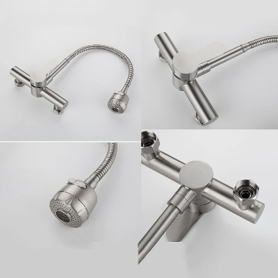 Picture of SUS304 Wall Mounted Mixer 360 Flexible Sink Cock for Kitchen (Flat Lever)