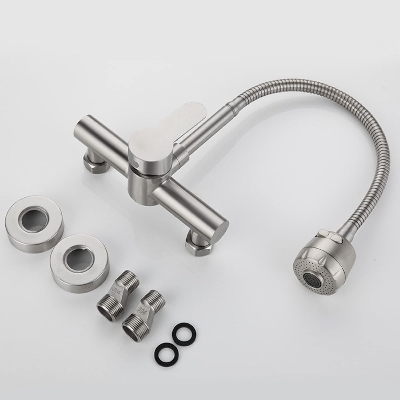 Picture of SUS304 Wall Mounted Mixer 360 Flexible Sink Cock for Kitchen (Flat Lever)