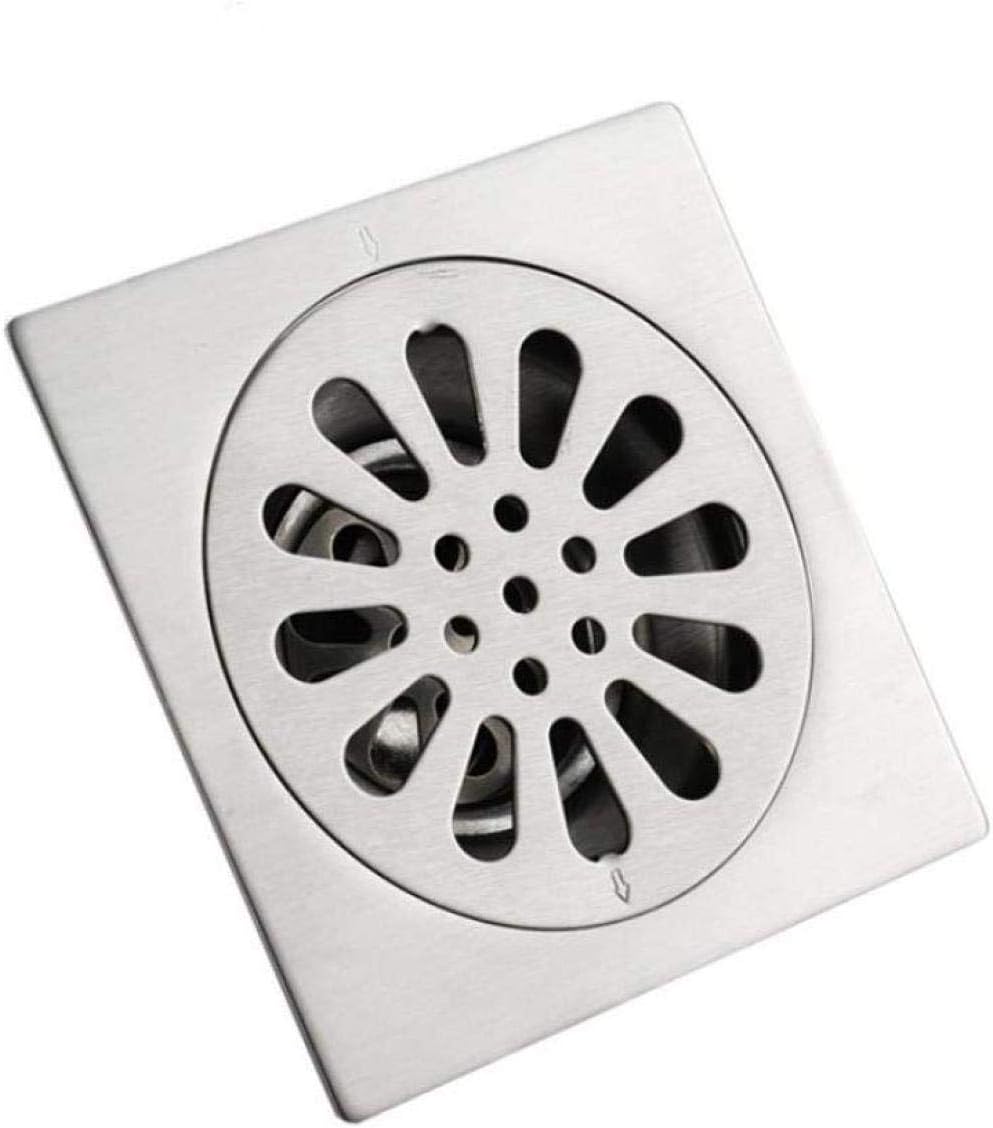 Picture of 5" Stainless Steel Square Bathroom Shower Waste Floor Drainer Grate [Heavy; Silver]
