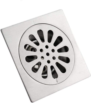 Picture of 5" Stainless Steel Square Bathroom Shower Waste Floor Drainer Grate [Heavy; Silver]