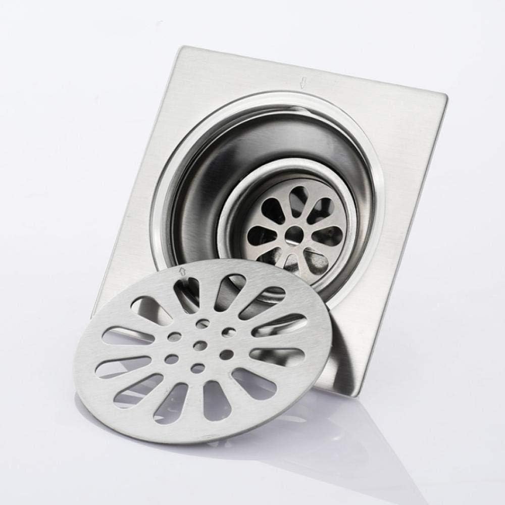 Picture of 5" Stainless Steel Square Bathroom Shower Waste Floor Drainer Grate [Heavy; Silver]