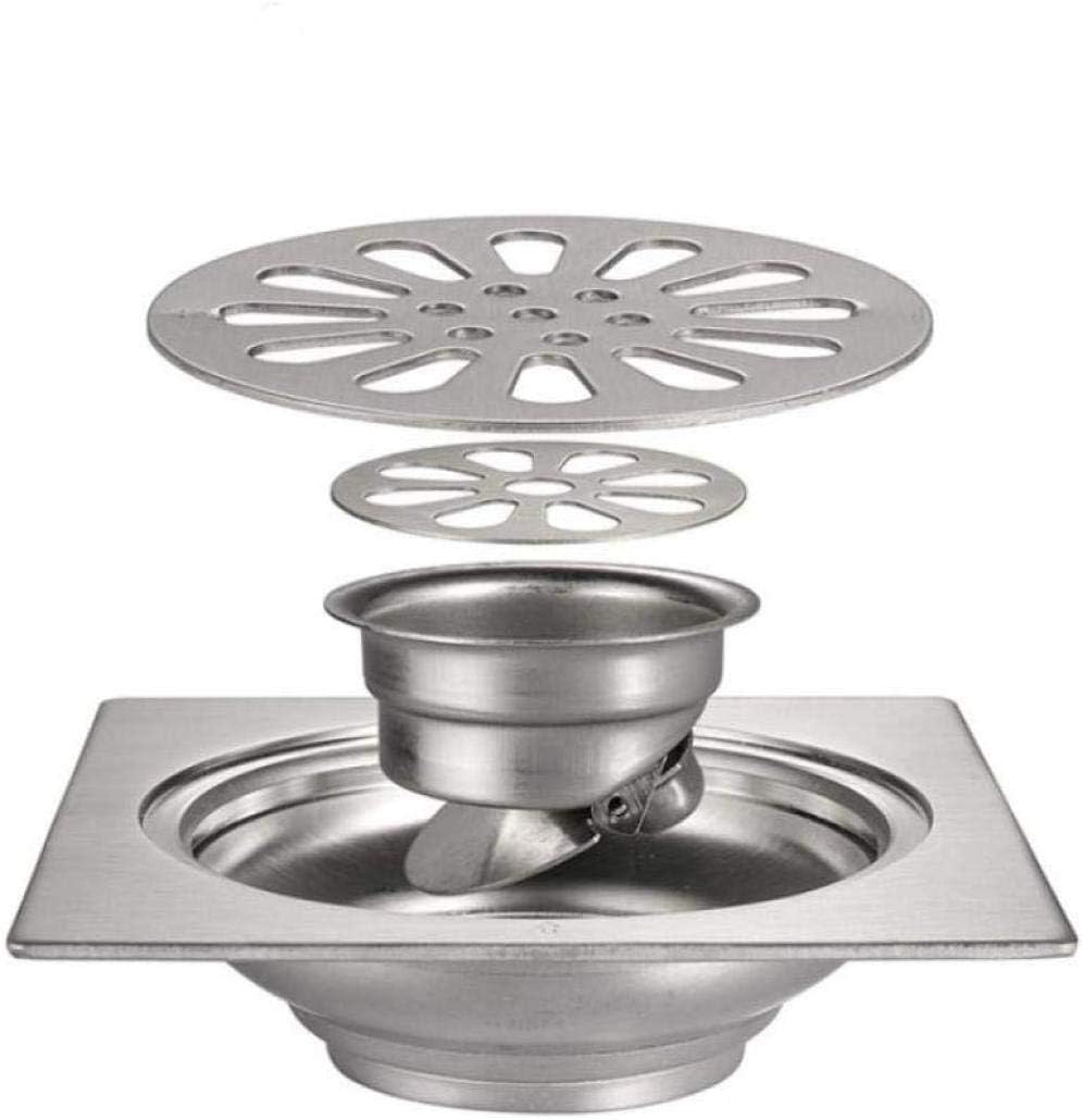 Picture of 5" Stainless Steel Square Bathroom Shower Waste Floor Drainer Grate [Heavy; Silver]