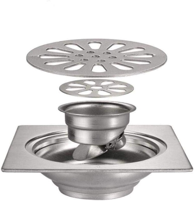 Picture of 5" Stainless Steel Square Bathroom Shower Waste Floor Drainer Grate [Heavy; Silver]