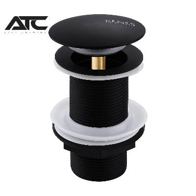 Picture of Pop Up Basin Drain, Matte Black Pop Up Sink Plug with Slots, Click Clack Spring Plug without Overflow for Sink (Black)