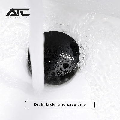 Picture of Pop Up Basin Drain, Matte Black Pop Up Sink Plug with Slots, Click Clack Spring Plug without Overflow for Sink (Black)