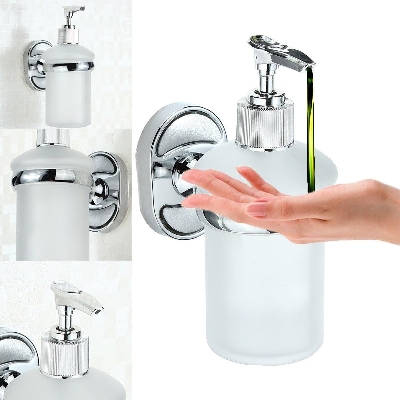 Picture of ATC Sanitaryware- Stainless Steel Wall Mounted Soap Dispenser Holder Shampoo Bottle Frosted Glass