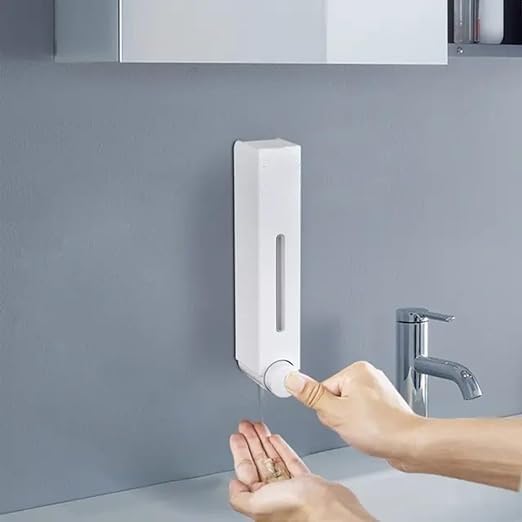 Picture of Wall Mounted Manual Push-Button Soap Dispenser | Shower | Lotion | Shampoo | with Gel Bottle [White; 420ml]