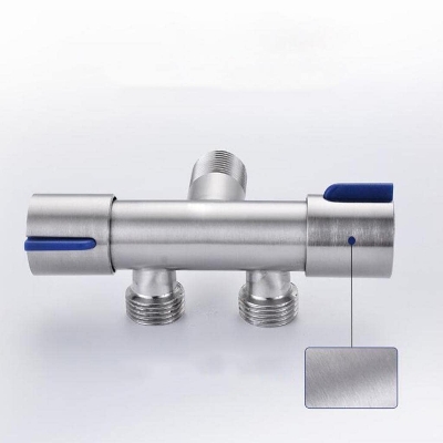 Picture of Stainless 304 Double Angle Valve 2 Way Angle Valve 1/2 x 1/2 Multi-Function Standard Spout Angle Valve Two Out Double Water Double Control Angle Valve Faucet Switch
