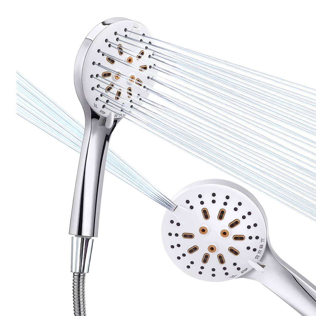 Picture of High Pressure Handheld Shower Head -setting，Hand Held Showerhead Set with 48 inch Stainless Steel Hose