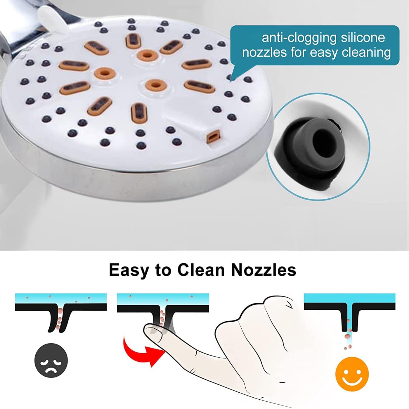 Picture of High Pressure Handheld Shower Head -setting，Hand Held Showerhead Set with 48 inch Stainless Steel Hose